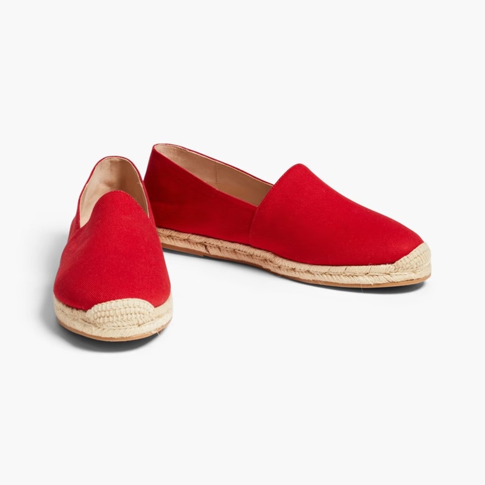 Stuart Weitzman Red Canvas Espadrille Flats